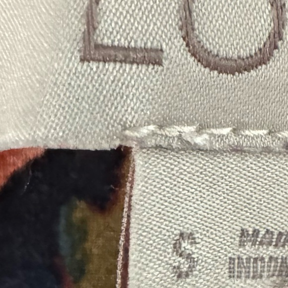 Ann Taylor LOFT Split Neck Navy Coral Boho Floral Long Sleeve Blouse Women Sz S - Picture 6 of 8